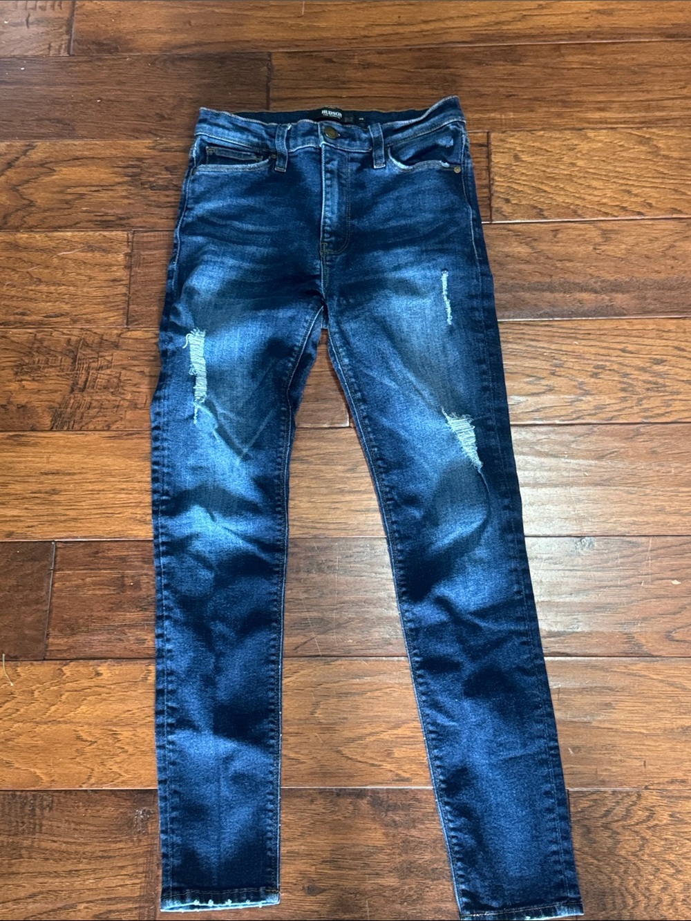 Hudson Jeans Women's Skinny Dark Blue Distressed Denim